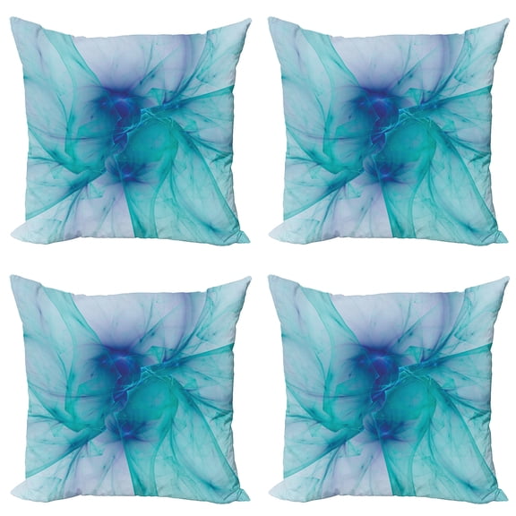 Ambesonne Teal Throw Pillow Cover 4 Pack, Modern Creative Art, 20", Teal Blue