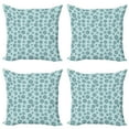 thumbnail image 1 of Ambesonne Teal Throw Pillow Cover 4 Pack, Ornate Winter Snowflakes, 16", Pale Blue Teal Grey, 1 of 2