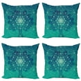 thumbnail image 1 of Ambesonne Teal Throw Pillow Cover 4 Pack, Tree with Shapes, 20", Petrol Blue Green, 1 of 7