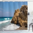 thumbnail image 1 of Ambesonne Teal Tropical Shower Curtain, Rhodes Island Coast, 69"Wx84"L, Ginger and Pale Blue, 1 of 4