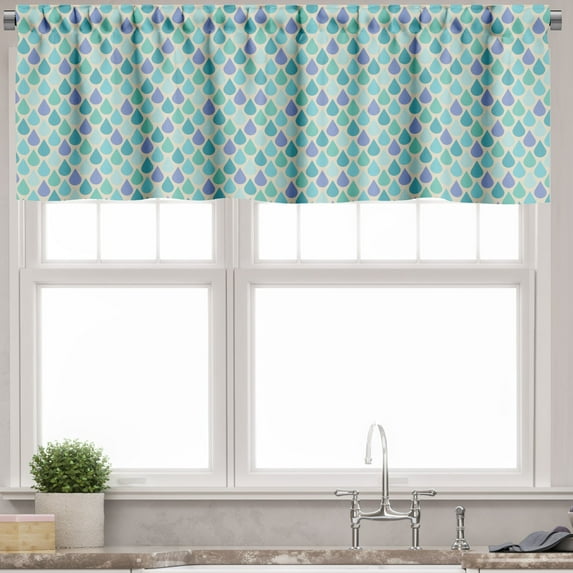 Ambesonne Teal Valance Pack of 2, Colorful Water Droplets, 54"X18", Aqua Teal Lavender