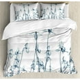 thumbnail image 1 of Ambesonne Teal White Duvet Cover Sets, Orchids Floral Photo, 2-King, Teal White, 1 of 7