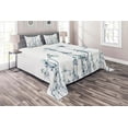 thumbnail image 1 of Ambesonne Teal White Quilted Coverlet 3 Pcs, Orchids Floral Photo, King Size, Teal White, 1 of 2
