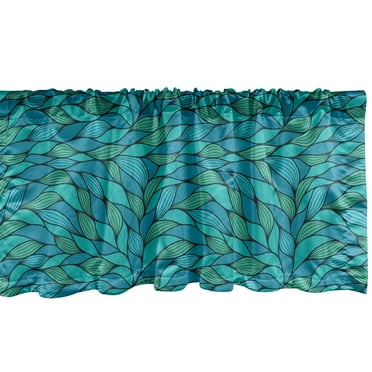 Ambesonne Teal Window Valance, Abstract Wave Ocean Motif, 54" X 18", Mint Green Blue