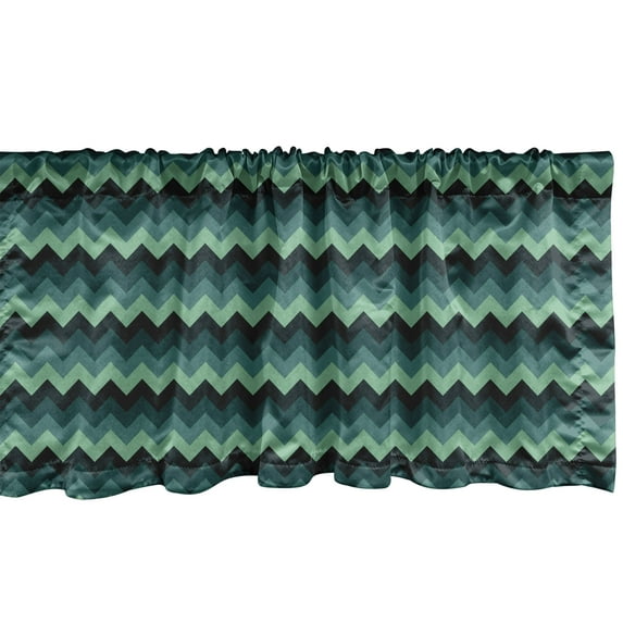 Ambesonne Teal Window Valance, Chevron Style Geometric, 54" X 18", Mint Green Teal Black