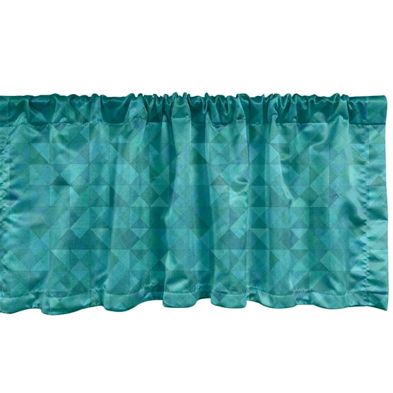 Ambesonne Teal Window Valance, Triangles Squares Modern, 54" X 18", Turquoise Aqua