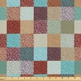 thumbnail image 1 of Ambesonne Teal and Brown Fabric by the Yard Upholstery, Sun Motif in Squares, 10 Yards, Ruby Pastel Brown Blue, 1 of 5