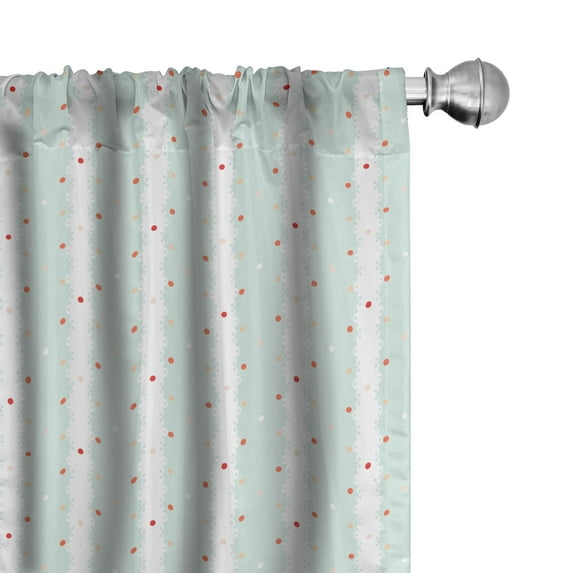 Ambesonne Teal and White Window Curtains, Shabby Plant, Each 28" W x 95" L, Pale Blue Orange White