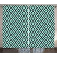 thumbnail image 1 of Ambesonne Teal and White Curtains 2 Panel Set, Retro Diamond Line, 108" x 90", Seal Brown Sea Green, 1 of 3