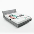thumbnail image 1 of Ambesonne Teal and White Fitted Sheet 2 Pcs Set, Owl Couple, California King, Turquoise Coral Black, 1 of 3