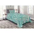thumbnail image 1 of Ambesonne Teal and White Quilted Bedspread Set 2 Pcs, Feminine Fashion, Twin Size, Turquoise White, 1 of 3