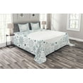 thumbnail image 1 of Ambesonne Teal and White Quilted Bedspread Set 3 Pcs, Xmas Snowflakes, Queen Size, Teal White, 1 of 3