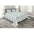 thumbnail image 1 of Ambesonne Teal and White Quilted Coverlet 3 Pcs, Grunge Feathers, Queen Size, Teal Dark Blue White, 1 of 4