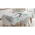 thumbnail image 1 of Ambesonne Teal and White Tablecloth Rectangular Table Cover, Owl Couple, 60"x90", Turquoise Coral Black, 1 of 3