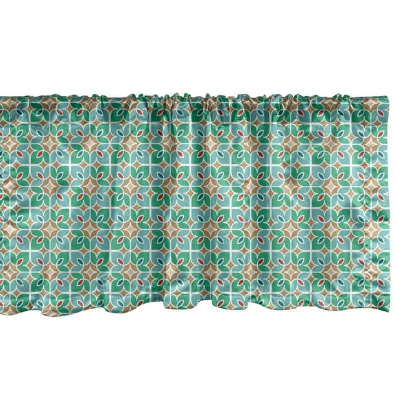 Ambesonne Teal and White Window Valance, Floral Moroccan, 54" X 18", Multicolor