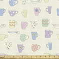 thumbnail image 1 of Ambesonne Teatime Fabric by the Yard Upholstery, Pastel Look Coffee Cups, 10 Yards, Cream Multicolor, 1 of 5