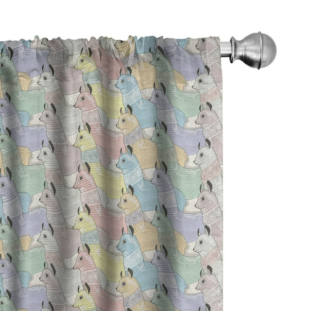 Ambesonne Teen Room Curtains, Alpacas, Pair of 28"x63", Multicolor