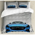 thumbnail image 1 of Ambesonne Teen Room Duvet Cover Sets, Sports Vehicle Auto, 2-Queen, Blue Black Grey, 1 of 2
