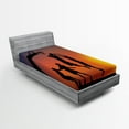 thumbnail image 1 of Ambesonne Teen Room Fitted Sheet 2 Pcs Set, Boys Play Basketball, Twin, Dark Coral Black Yellow, 1 of 3