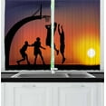 thumbnail image 1 of Ambesonne Teen Room Kitchen Curtains, Boys Play Basketball, 55"x45", Dark Coral Black Yellow, 1 of 1