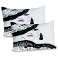 thumbnail image 1 of Ambesonne Teen Room Pillow Sham 2 Pack, Baroque Woman Hat, 36"x20", Charcoal Grey Pale Pink, 1 of 3