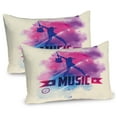 thumbnail image 1 of Ambesonne Teen Room Pillow Sham 2 Pack, Rock Star and Guitar, 30"x20", Cream Pink Purple, 1 of 3