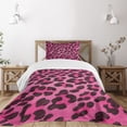 thumbnail image 1 of Ambesonne Teen Room Quilted Bedspread Set 2 Pcs, Vibrant Leopard Skin, Twin Size, Magenta and Black, 1 of 5