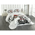 thumbnail image 1 of Ambesonne Teen Room Quilted Bedspread Set 3 Pcs, Cartoon Player, Queen Size, Grey Red White, 1 of 5