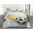 thumbnail image 1 of Ambesonne Teen Room Quilted Bedspread Set 3 Pcs, Football Soccer Lines, Queen Size, Multicolor, 1 of 5