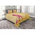 thumbnail image 1 of Ambesonne Teen Room Quilted Bedspread Set 3 Pcs, Pink Girl Dog Eiffel, King Size, Apricot and Hot Pink, 1 of 3