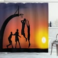 thumbnail image 1 of Ambesonne Teen Room Shower Curtain, Boys Play Basketball, 69"Wx84"L, Dark Coral Black Yellow, 1 of 3