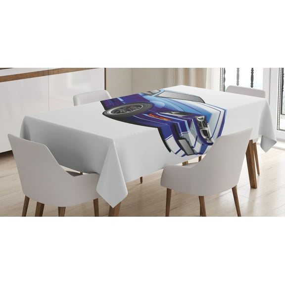 Ambesonne Teen Room Tablecloth Rectangular Table Cover, Race Car Vivid, 60"x90", Blue Grey