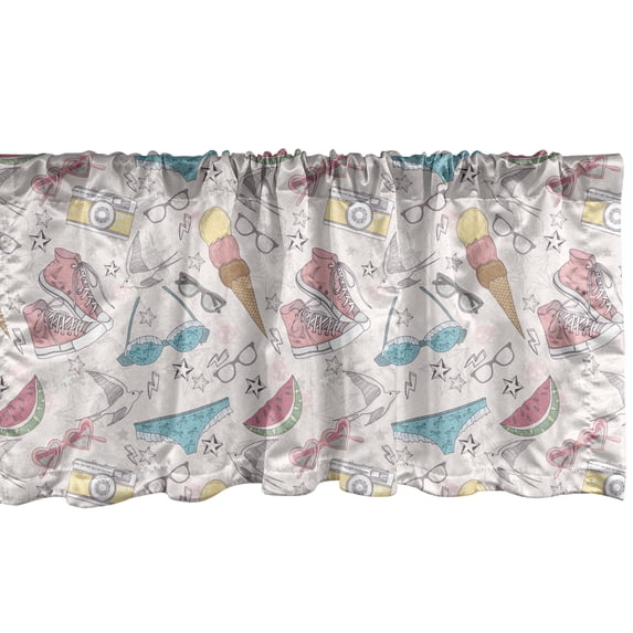 Ambesonne Teen Room Window Valance, Summer Graphic, 54" X 12", Multicolor