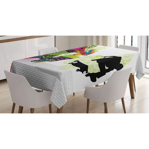 Ambesonne Teenager Tablecloth Rectangular Table Cover, Scater Boy Colorful, 52"x70", Multicolor