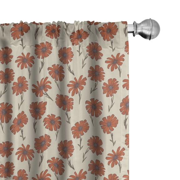 Ambesonne Terracotta Window Curtains, Chamomile Flowers Retro, Each 28" W x 95" L, Beige and Burnt Orange