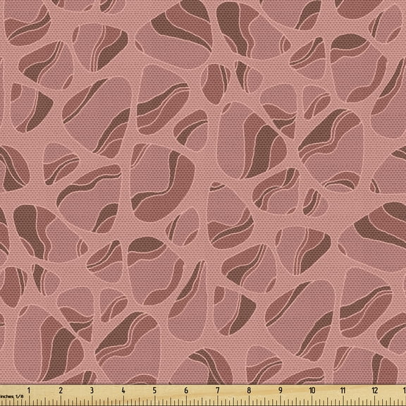 Ambesonne Terracotta Fabric by the Yard Upholstery, Exotic Warm Tone Pebble, 2 Yards, Coral Rust Pale Rust
