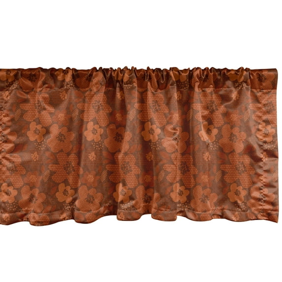 Ambesonne Terracotta Valance Pack of 2, Autumn Flowers Artwork, 42"X18", Redwood Burnt Orange