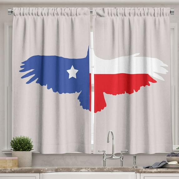 Ambesonne Texas Star Kitchen Curtains, Bald Eagle Design, 55"x45", Violet Blue Vermilion