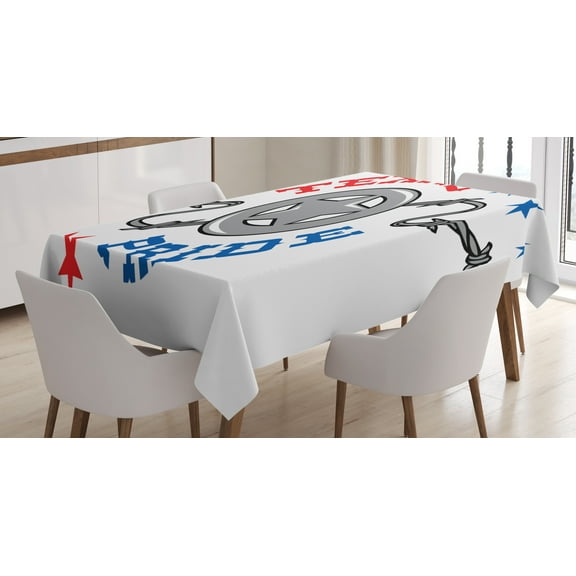 Ambesonne Texas Star Tablecloth Rectangular Table Cover, American South Motif, 60"x90", Vermilion Pale Grey
