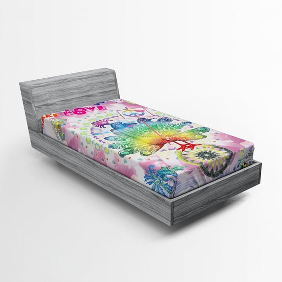 Ambesonne Thanksgiving Fitted Sheet, Tropical Turkey, Twin Size, Multicolor