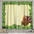thumbnail image 1 of Ambesonne Thanksgiving Kitchen Curtains, Fresh Leaf Frame, 55"x45", Pale Yellow Green Brown, 1 of 3