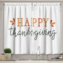 Ambesonne Thanksgiving Kitchen Curtains, Holiday Lettering Art, 55"x36", White and Marigold