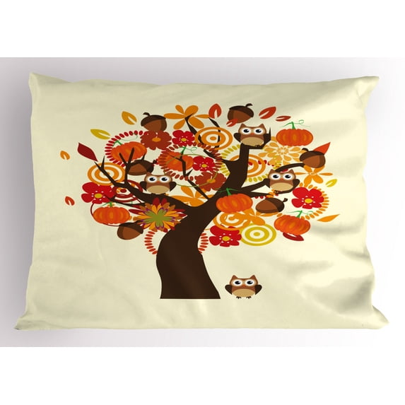 Ambesonne Thanksgiving Pillow Sham, Abstract Tree, 26" X 20", Multicolor