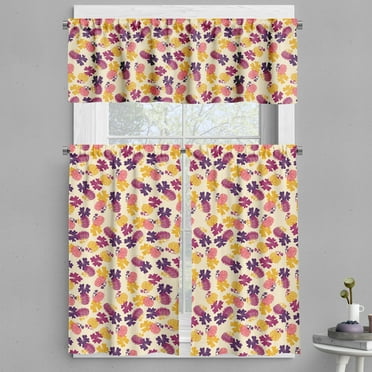 Ambesonne Thanksgiving Valance & Curtain, Pumpkins Autumn Motif, 55"x24", Champagne Quartz and Orange