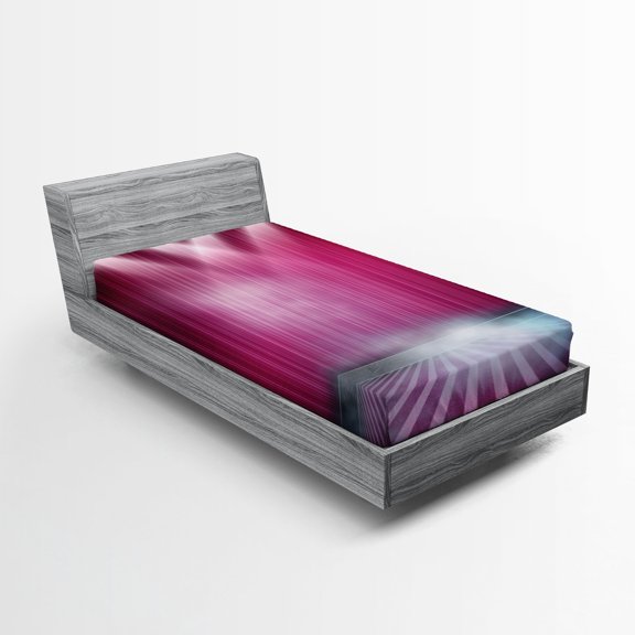 Ambesonne Theatre Fitted Sheet, Stage Drapes Curtains Image, Twin XL Size, Fuchsia Pink