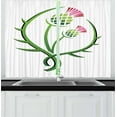 thumbnail image 1 of Ambesonne Thistle Kitchen Curtains, Graphic Flower, 55"x39", Lime Green White, 1 of 2