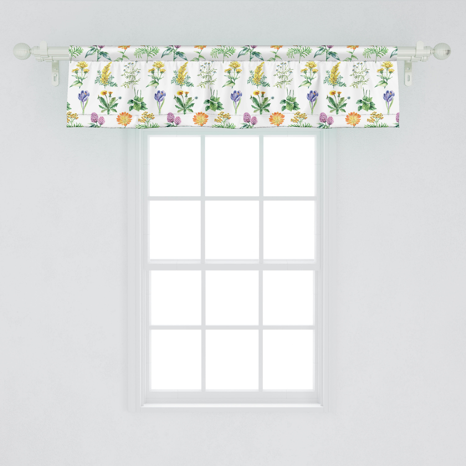 Ambesonne Thistle Window Valance, Botanical Composition of Sketch Style ...