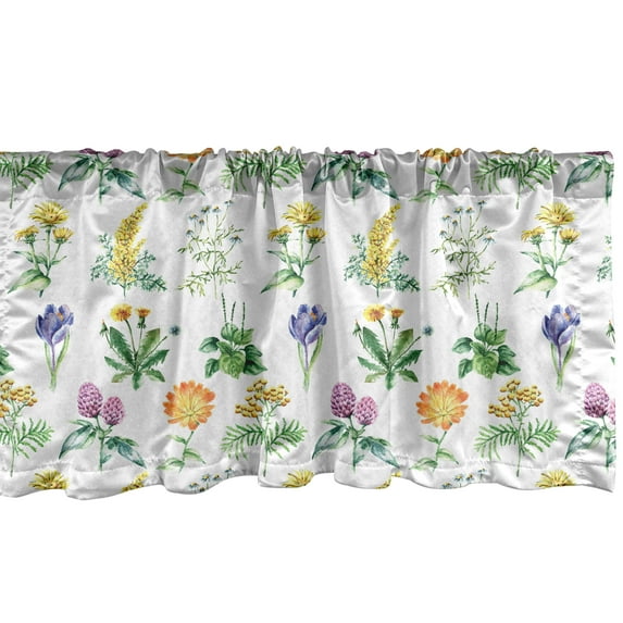 Ambesonne Thistle Window Valance, Organic Herbs Sketch, 54" X 12", Multicolor