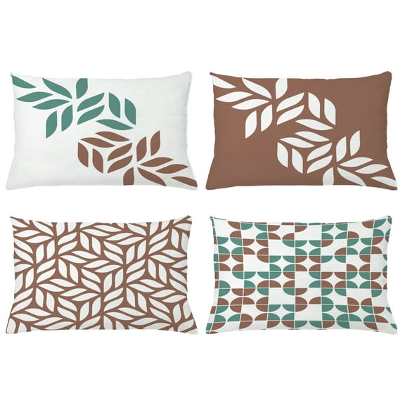 Ambesonne Throw Pillow Cover 4 Pack, , 12"x20", Cadet Blue and Umber