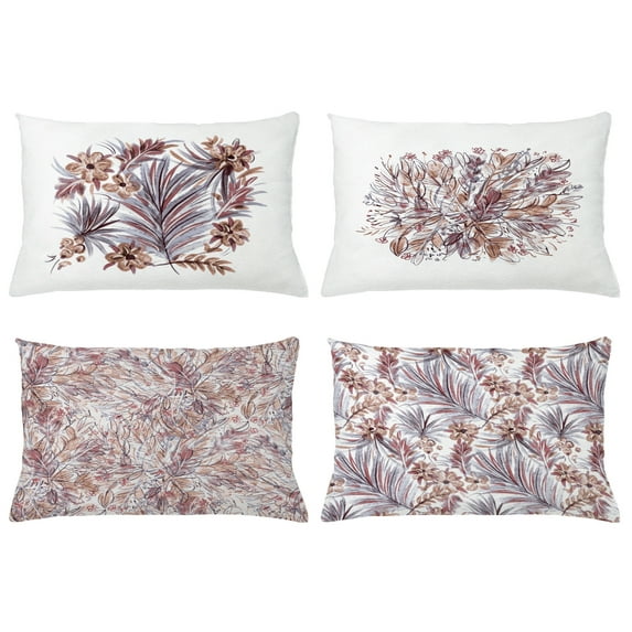 Ambesonne Throw Pillow Cover 4 Pack, , 12"x20", Purpleblue and Dried Rose